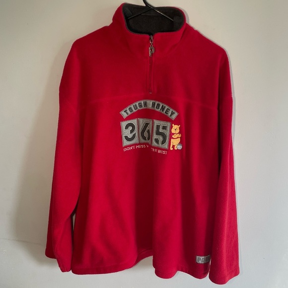 Vintage Disney Fleece "Tough Honey Don't Mess With The Best" Winnie The Pooh XL - Picture 1 of 9